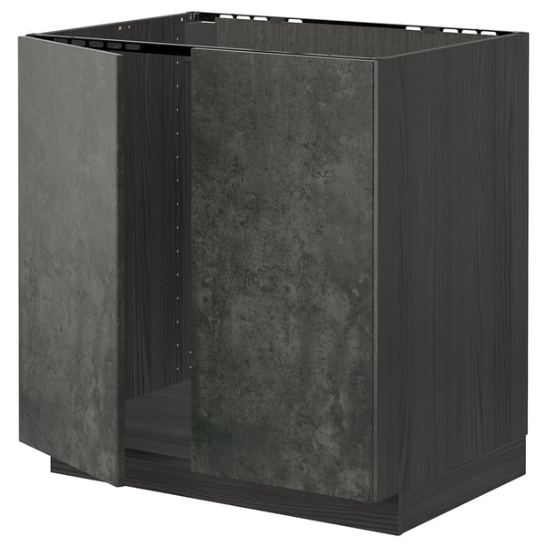 Grey METOD kitchen cabinet, square, sleek, particleboard & laminate, kalhyttan series, concrete effect.