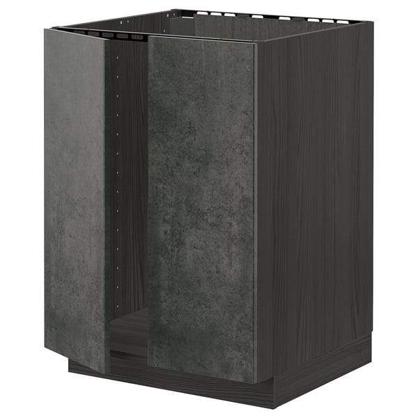 METOD dark grey modern kitchen cabinet with concrete effect and sturdy frame.