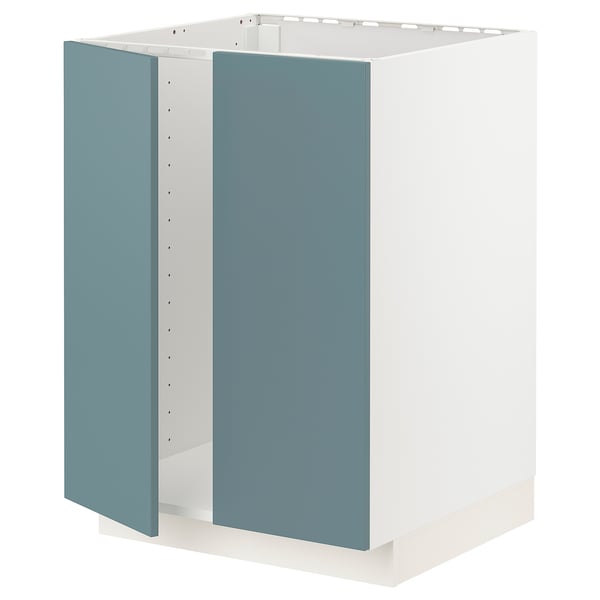 Turquoise METOD kitchen cabinet, white with modern design.