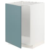 METOD kitchen cabinet: blue-green, white interior, modern, rectangular.