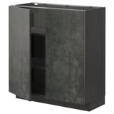 Grey concrete effect METOD kitchen cabinet with dark finish and adjustable shelves.