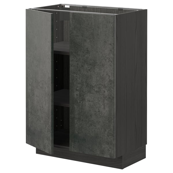 METOD kitchen cabinet, dark grey, square shape, modern style with two adjustable shelves.