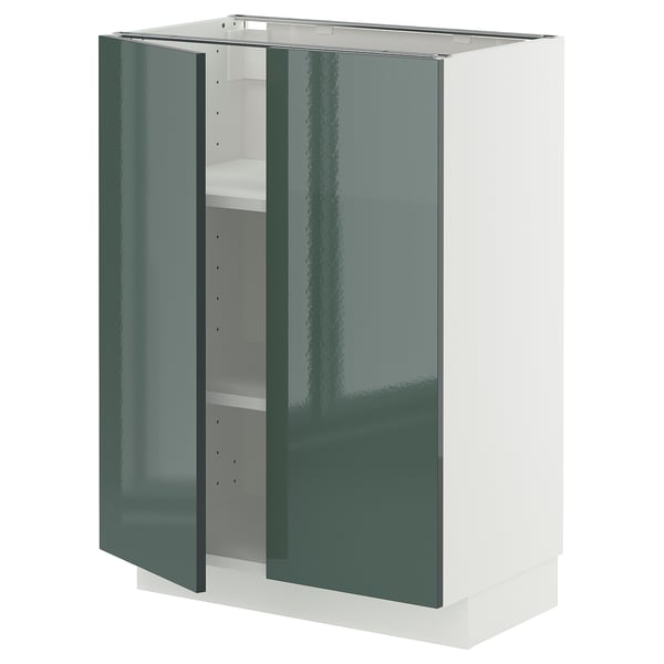 METOD cabinet, high-gloss grey-green, modern design, adjustable shelves.