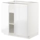 White high gloss kitchen cabinet, modern design, rectangular.