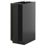 A METOD black kitchen cabinet with a beveled edge design. Its rectangular, made from wood and synthetic materials, featuring an adjustable shelf.
