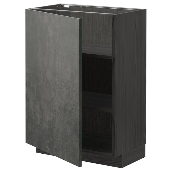 Dark grey METOD kitchen cabinet, rectangular, particleboard & laminate, single door open.