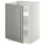 METOD kitchen cabinet in white and grey with beveled edges, square shape, and single door.