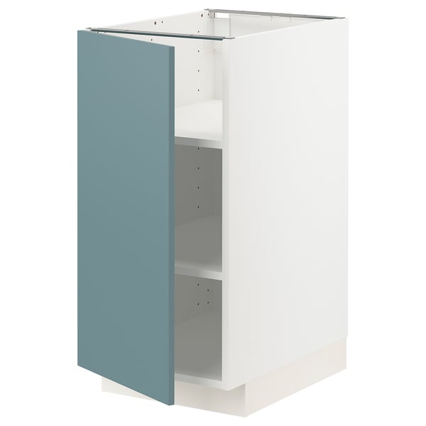 METOD kitchen unit with turquoise door, white base, square shape, modern design.