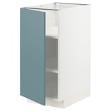 METOD kitchen unit with turquoise door, white base, square shape, modern design.