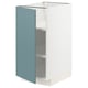 METOD kitchen unit with turquoise door, white base, square shape, modern design.