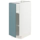 METOD kitchen cabinet in white with turquoise door, modern and sleek, open for storage view.