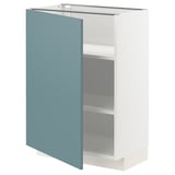 Turquoise METOD kitchen unit. White cabinet with 2 shelves, left-hinged door.