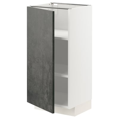 Modern kitchen cabinet in dark grey with white frame, compact, rectangular shape.