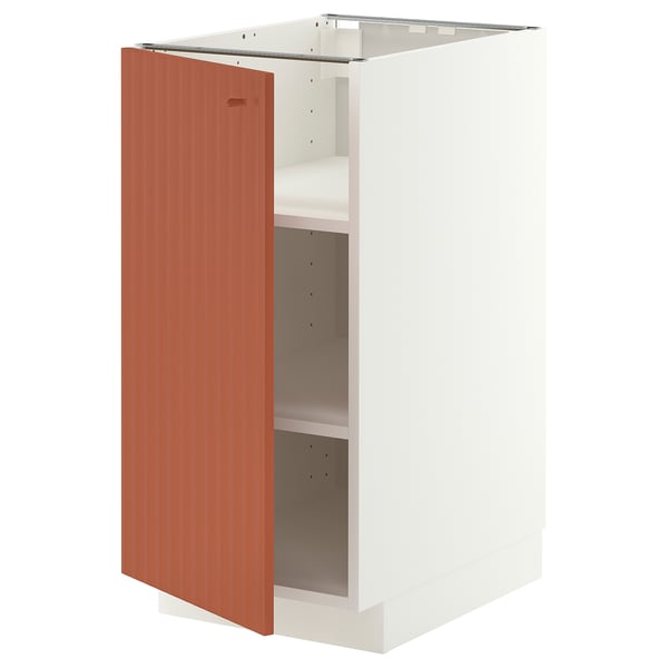 METOD Base cabinet with shelves, white/Terrsjö red-brown wave pattern, 40x60 cm