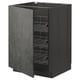 Dark grey METOD kitchen cabinet with wire shelves.