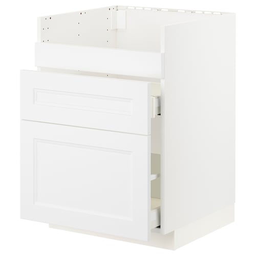White METOD kitchen cabinet with axstad design, three compartments, sleek modern style.