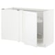White METOD corner kitchen cabinet with pull-out shelves. Sleek, modern design for efficient storage.