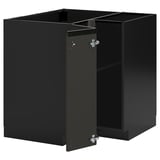 METOD Corner base cabinet with shelf, black-grey/Upplöv matt anthracite, 88x88 cm
