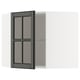Black METOD kitchen cabinet with beveled glass doors. Sleek, rectangular, modern design.