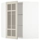 White corner cabinet with frosted glass doors.