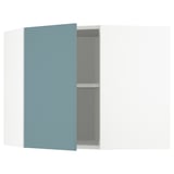 Modern, turquoise METOD kitchen cabinet with adjustable shelves.