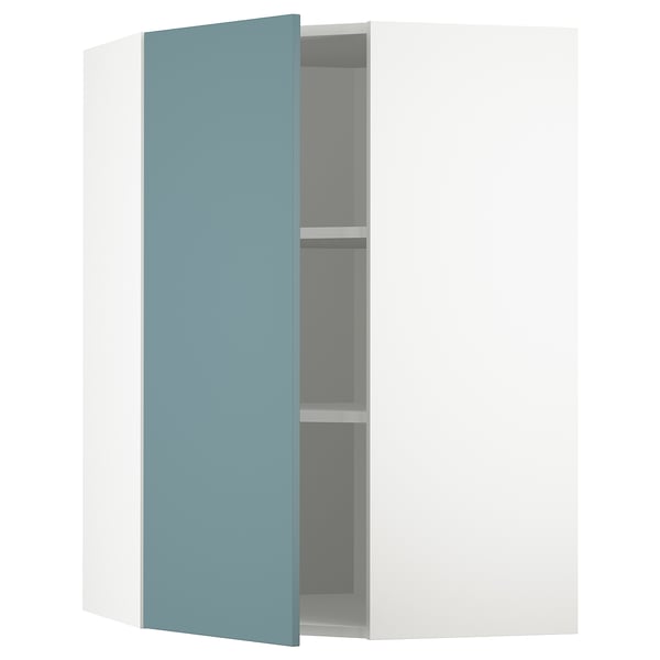 METOD turquoise corner kitchen cabinet with adjustable shelf and modern design.