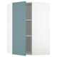 METOD turquoise corner kitchen cabinet with adjustable shelf and modern design.
