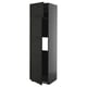 Black METOD kitchen cabinet with beveled edges, tall & slim, multiple shelves.
