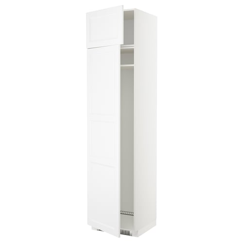White METOD kitchen cabinet with adjustable shelves, sleek modern design.