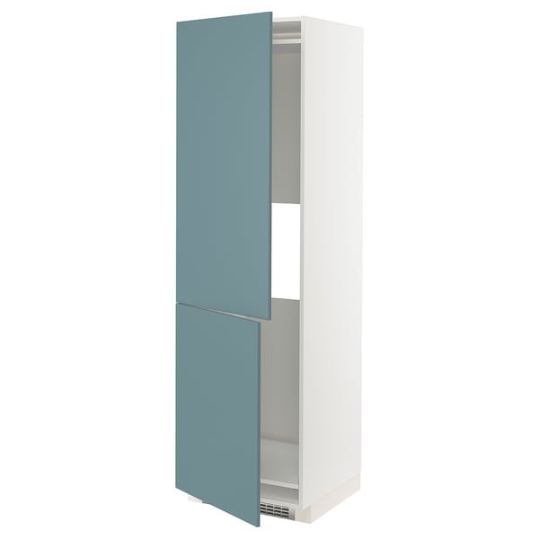 White METOD cabinet with two turquoise doors, modern design.
