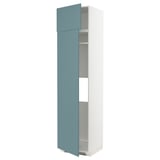 White METOD kitchen cabinet with turquoise havstorp door, sleek modern design.