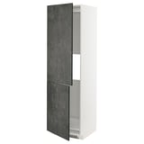METOD kitchen cabinet in dark grey with concrete effect door, white sides, tall, modern design.
