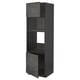 Modern dark grey METOD kitchen cabinet with open, adjustable shelves and metallic finish hinges.