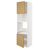 Ikea METOD white cabinet, oak doors, vertical storage.