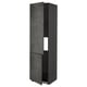 Black kitchen cabinet with dark grey doors and adjustable shelves.