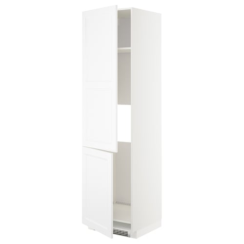 White METOD kitchen cabinet, rectangular, adjustable shelves, two hinged doors, modern design.