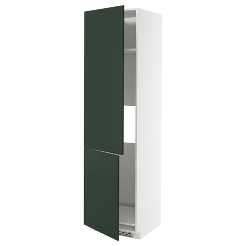 METOD dark green cabinet, slim white frame, modern two-part door.