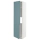 Turquoise METOD kitchen cabinet, modern design, white frame, tall, with two doors and adjustable shelf.