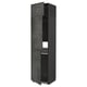 METOD tall kitchen unit in dark grey with sliding doors.