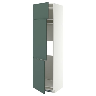 METOD High cab f fridge/freezer w 3 doors, white/Aspudden dark grey-green, 60x60x220 cm