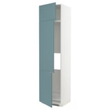 Turquoise METOD high cabinet, modern sleek design, right-side hinge.