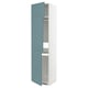 Option: Displays a tall white kitchen cabinet with turquoise doors, featuring modern design and adjustable shelves.