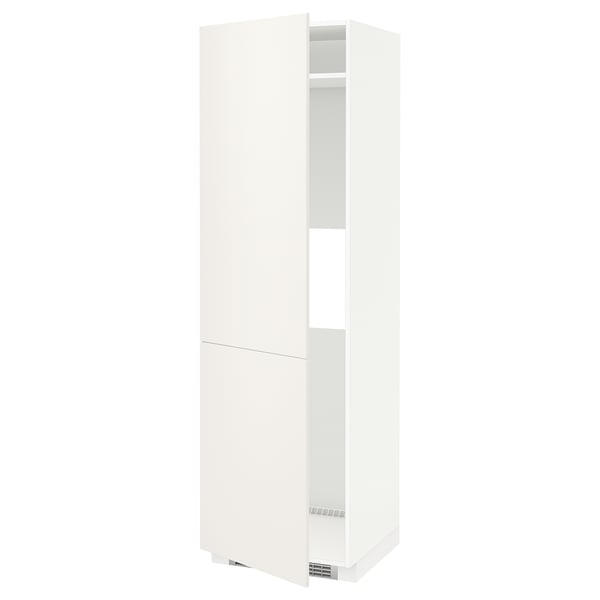 A white METOD kitchen cabinet with a sleek, modern design and adjustable shelves.