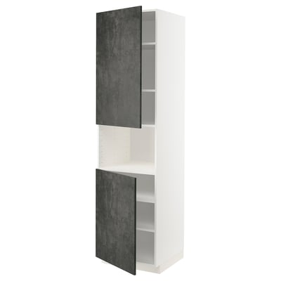 A METOD kitchen cabinet with dark grey concrete effect doors and adjustable shelves.