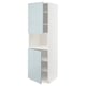 A modern, high-gloss grey-blue kitchen cabinet with adjustable shelves and reversible door, part of the METOD system.