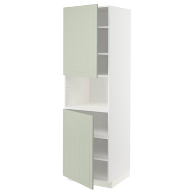 METOD kitchen cabinet in green with adjustable shelf and hinged doors.