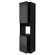 Modern black kitchen cabinet with minimalist design, featuring adjustable shelves, sleek matte finish, and handle-less door.