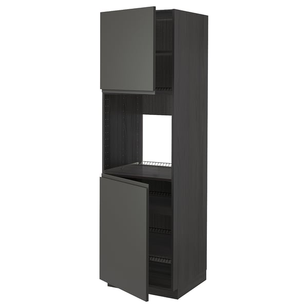 Grey METOD kitchen unit with open door.