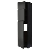 Black, modern METOD cabinet. Tall with three adjustable shelves, sleek design.