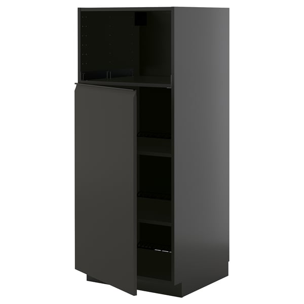 METOD High cabinet f built-in appliances, black-grey/Upplöv matt anthracite, 60x60x140 cm